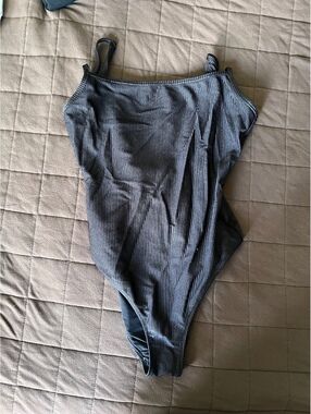 Aerie Women's Black Ribbed One-Piece Swimsuit Medium